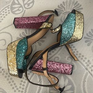 Glitter colorful high platform heel